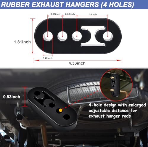 Exhaust Hanger Rod & Rubber Hanger Set, 10" Long 3/8" Rod, 12 Pcs - size: 12 PACK