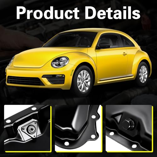 Lower Engine Oil Pan Sump with Drain Plug, Compatible with 2005-2018 Volkswagen Jetta, 2012-2018 Passat, 2010-2014 Golf, 2006-2019 Beetle, 2006-2009 Rabbit, 2010-2013 Golf SportWagen, 2.5L