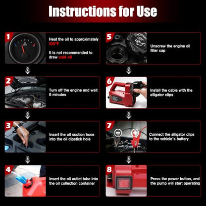 Oil Transfer Pump 12V 100W, Engine Oil Extractor Pump - color: Red