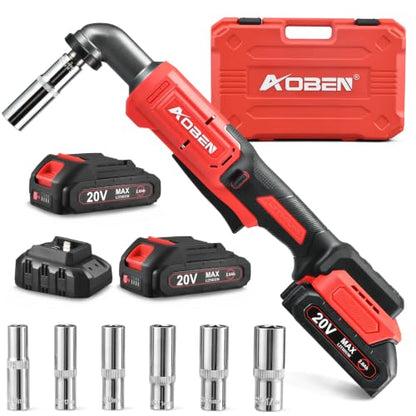 AOBEN Brushless 1/2" Right Angle Impact Wrench for Auto Repair,DIY - color: Burgundy Red