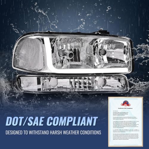 PIT66 LED Clear Headlights Assembly Fit 99-06 GMC Sierra, 00-06 Yukon XL - color: Clear Lens Clear Reflector