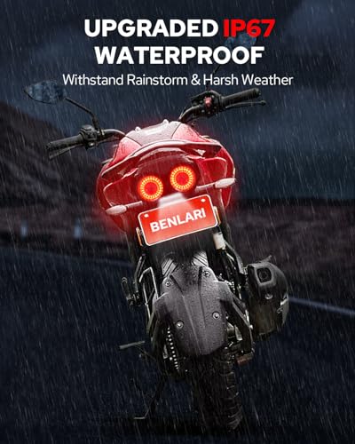 Benlari Upgraded Motorcycle Tail Light, 90LEDs Brake Lights, IP67 Waterproof Turn Signals Running with License Plate Bracket Fit for Street Bike Cruiser Chopper Bobber (Smoke) - color: Smoke