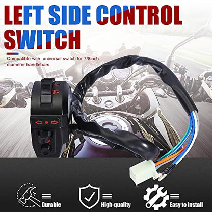 Control Turn Signal Horn Light Low High Beam Left Switch for Dirt Bike ATV Suzuki Yamaha Kawasaki Kymco Polaris Universal 520 450 530 500 wr wrf xr 600 650 dr drz 7/8inch Handlebar