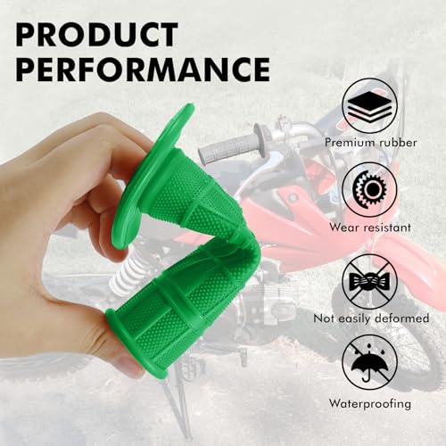 2PCS Motorcycle Handlebar Grips, 7/8 & 1 Inch Non-Slip Grips (Green) - color: Green