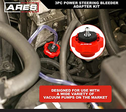 ARES 18069 3-Pc Power Steering Adapter Kit - for Manual Vacuum Pumps