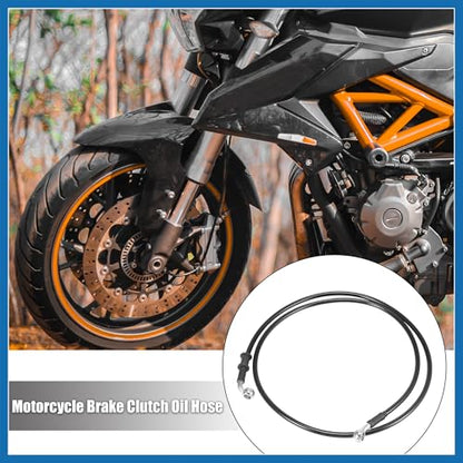 Universal 140cm 55.12" Motorcycle Brake Clutch Oil Hose Line Pipe Hydraulic Reinforced Stainless Steel Braided Black Item Replacement
