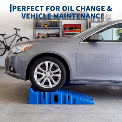 Garvee 2 Pack Low Profile Car Service Ramps, 3.5 t Heavy Vehicle Lift Ramps - color: Blue, size: 3.5 T