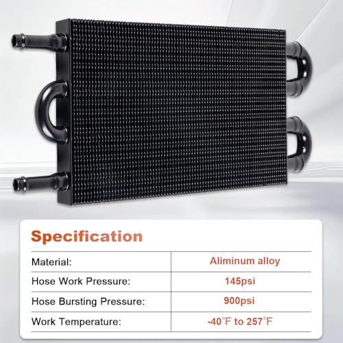 BARTOO Universal 5/16" Transmission Oil Cooler Kit, Aluminium alloy 4 Pass Tube and Fin Oil Cooler Kit(Black) - color: Black, size: 4 Pass