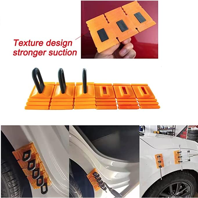 Car Dent Repair Tools Heavy Duty Paintless Repair Removal Tools Strong Dent Puller Handle Lifter Yellow Glue Tabs Powerful Body Repair Dent Remover Tool Kit (Yellow)