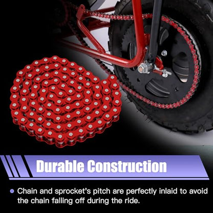 60T Sprocket 420 Chain with 90 Links Rear Chain Mini Bike CT200U - color: Red
