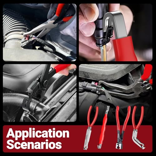 4PCS Electrical Disconnect Pliers Set, Automotive Electrical Disconnect Pliers and Terminal Pin Removal Tool Kit, Professional Automotive Tools for Most Cars, Trucks and SUVs - size: 4