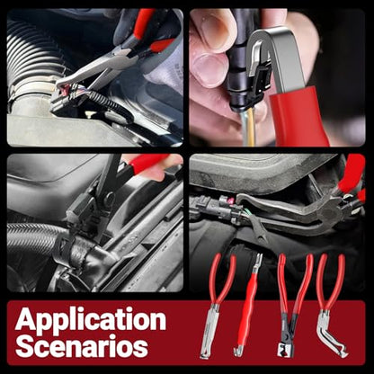 4PCS Electrical Disconnect Pliers Set, Automotive Electrical Disconnect Pliers and Terminal Pin Removal Tool Kit, Professional Automotive Tools for Most Cars, Trucks and SUVs - size: 4