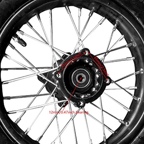 80/100-12inch Rear Tire Disc Brake Wheel Rim With 12mm Bearing Set for Pit Pro Dirt Bike - size: 80/100-12