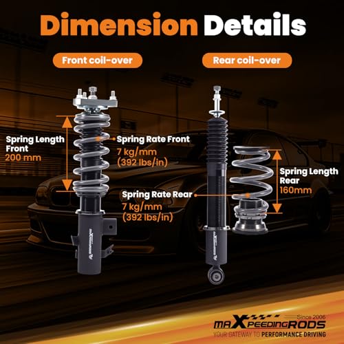 maXpeedingrods Coilover for Honda Civic 2012-2015 FG3 FB2, 24 Levels Damper Adjustable Coilovers Suspension Kit, Height Adjustable Shock Absorber Struts, T7 Upgrade Racing Series Lowering Kit, Black - style: Civic 2012-2015