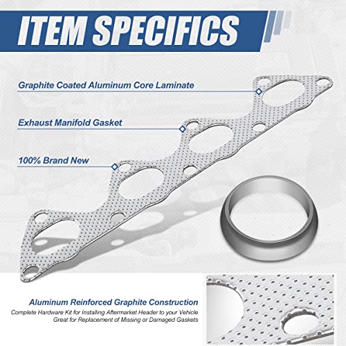Auto Dynasty Header Exhaust Manifold Gasket Compatible with Honda Civic Si Del Sol Integra GSR 1.6L 1993-2001, Aluminum/Graphite