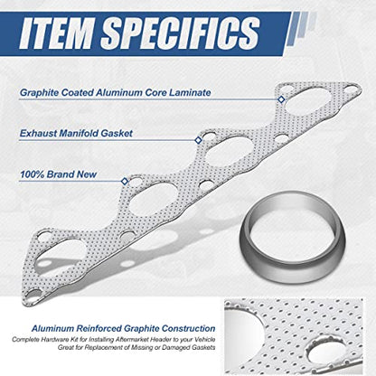 Auto Dynasty Header Exhaust Manifold Gasket Compatible with Honda Civic Si Del Sol Integra GSR 1.6L 1993-2001, Aluminum/Graphite