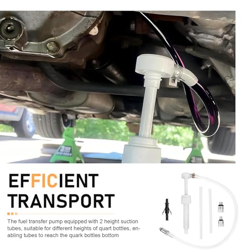 Fluid Pump for Standard Quart Bottles, Composite Plastic Heat-resistant Aging-resistant Transmission Oil Pump, Filling Tool with Third-hand Adapter, Universal for Most Vehicles (White)