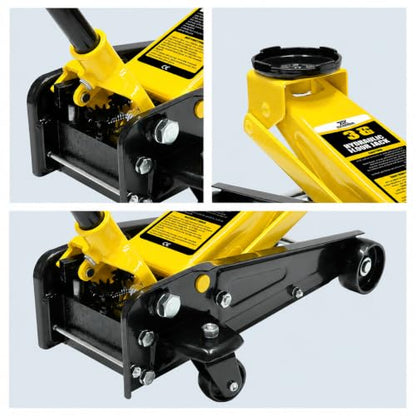 Jack Boss 3 Ton Low Profile, Steel Racing Floor Jack with Dual Pistons Quick Lift Pump for Sport Utility Vehicle, Lifting Range 3-15/16" min to 18-5/16" max, Net Weight 58.5 lb, Red - size: 3T