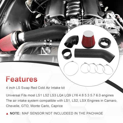 LS Swap Cold Air Intake kit Compatible with Camaro Chevelle GTO Monte Carlo Caprice LS1 LS2 LSX LQ4 LQ9 Restomod