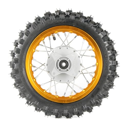 CRF50 Wheels, 2.50-10 Tyres and Tube for CRF50 XR50 SSR 50cc 110cc 125cc Dirt Pit Bike 1.40-10 Alloy Aluminum Rim, 10" Drum Brake Shoe(Gold)