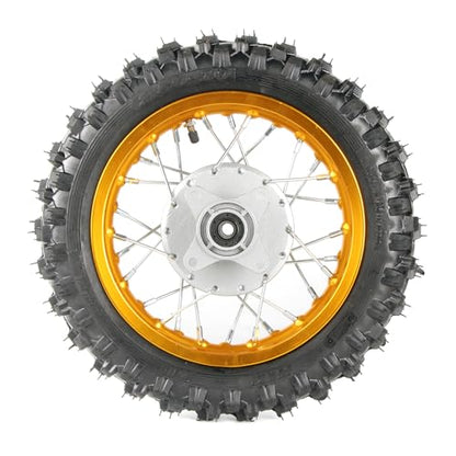 CRF50 Wheels, 2.50-10 Tyres and Tube for CRF50 XR50 SSR 50cc 110cc 125cc Dirt Pit Bike 1.40-10 Alloy Aluminum Rim, 10" Drum Brake Shoe(Gold)