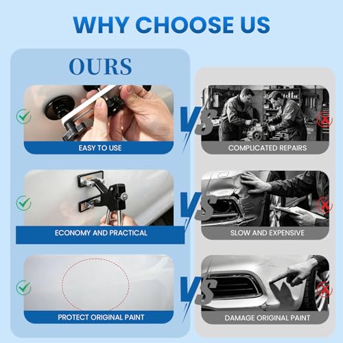 Paintless Dent Repair Kit, 154PCS Dent Puller kit,Dent Removal Tools with Metal Dent Lifter, Bridge Puller, T-Slide Hammer PDR Kit for Car Dent Repair, dings, creases and Hail Damag