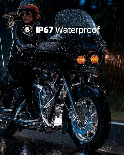 LX-LIGHT DOT Approved 270° LED Dual Headlight with High Low Beam Amber DRL Compatible with Road Glide 2003-2014, Black