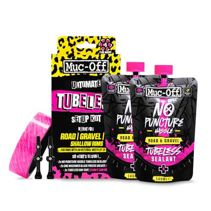 Muc-Off Ultimate Tubeless Setup Kit, Road/Gravel, 21mm Tape, 44mm Valve - style: Road/Gravel 44mm