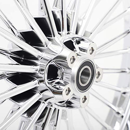 TOFR 21x2.15 18x5.5 Chrome Fat Spoke Wheels For Harley Dyna FXD FXDB 08-17 - color: 21x2.15 18x5.5 Chrome, size: Dyna 2008-2017