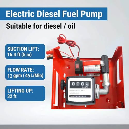 DC12V 175W 12GPM Diesel Transfer Pump Kit w/Fuel Meter & Nozzle