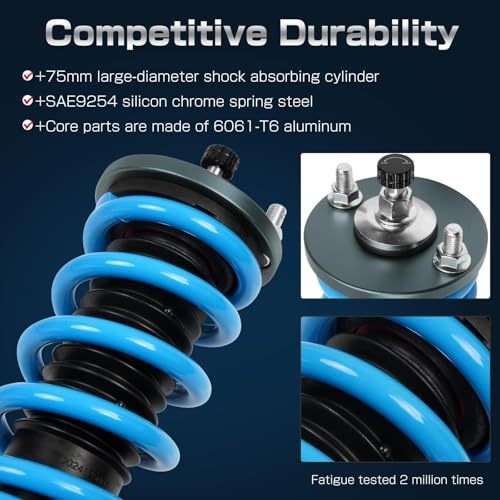24 Levels Adjustable Coilovers Compatible with Honda Civic 1988-2000 CRX 1992-1995 Delsol 1993-1997 Integra 1990-2001 High Poundage Coil Spring Absorber Struts Suspension Lowering Kit Gray - color: Gray
