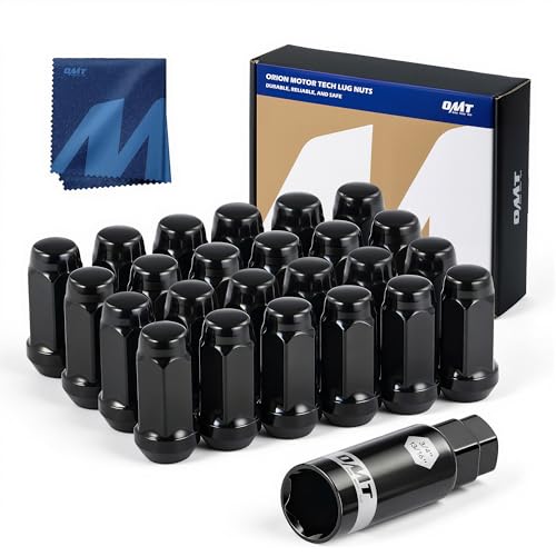 OMT M14x1.5 Lug Nuts with Cone Seat, 24pcs Lug Nuts Set with 1 Socket Key - color: Black, size: M14x1.5, style: 24Pcs Hex Tuner