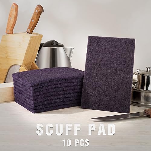 S SATC 6" x 9" Purple General Purpose Scuff Pads,10 Pack Paint Primer Prep Adhesion Scratch Automotive Pads for Scuffing,Scouring,Sanding - color: Purple