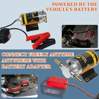 12V/24V 100W Oil Change Pump Set, Fast 1-4L/min Flow Oil Transfer Pump with Red Battery Adapter Compatible with Milwaukee M18 18V Battery, Fluid Transfer for Trucks, Boats, Lawnmowers - color: SET 02+Red battery adapter