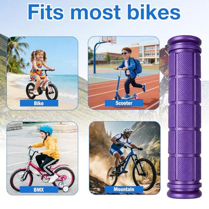 2 Pairs Bicycle Handle Bar Grips Mushroom Grips for BMX/Road Mountain Bikes - color: Black and Purple