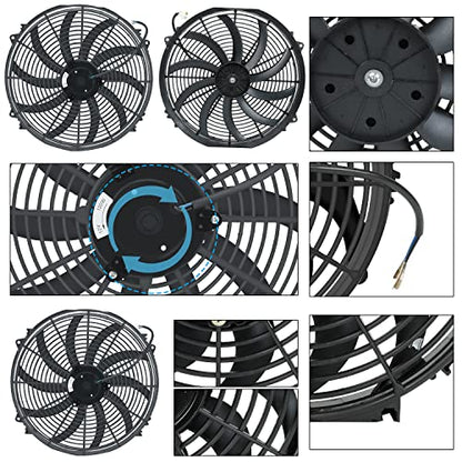 16 Inch Universal Slim Fan Push Pull Electric Radiator Cooling Fan - size: 16inch 120W