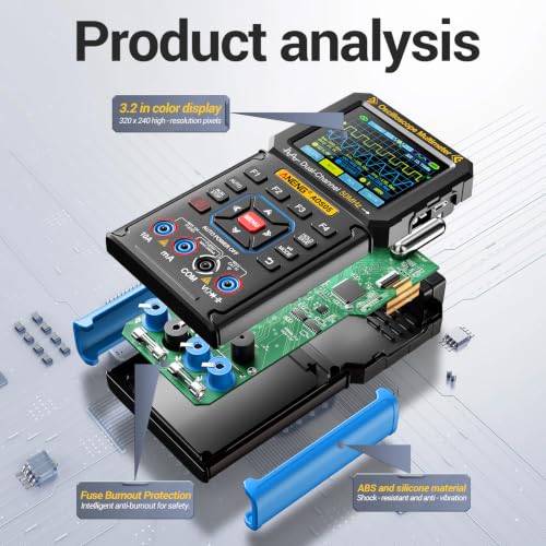 3-in-1 Handheld Oscilloscope Multimeter,50MHz Dual Channel,Signal Generator - color: Blue