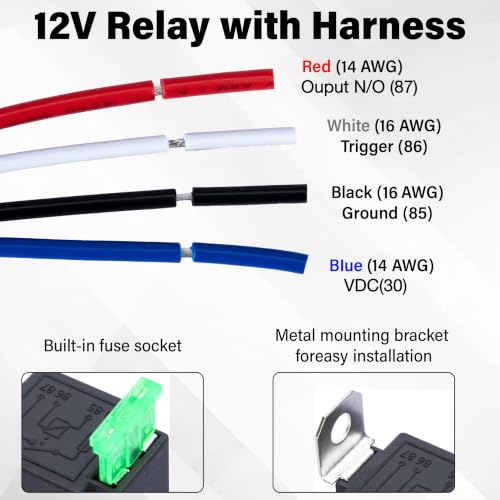 Sixzoo 3 PCS 4 Pin 12V Relay Socket, 30A Fuse Relay Switch Harness Set