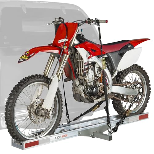 Black Widow Aluminum Dirt Bike Hitch Carrier, 400 lb, Extra-Long 6 Ft Ramp - style: Single with Long Ramp