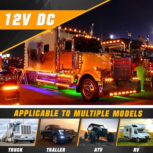 BJZ 3.8" Strobe+Steady Marker Lights Strip Dual Function Amber Trailer LED Side Clearance Tail Griller Flash Lights 12V Turn Signal Warning Waterproof Light for Trailer Truck Van RV ATV Bus, 10Pcs - color: Amber, 10Pcs