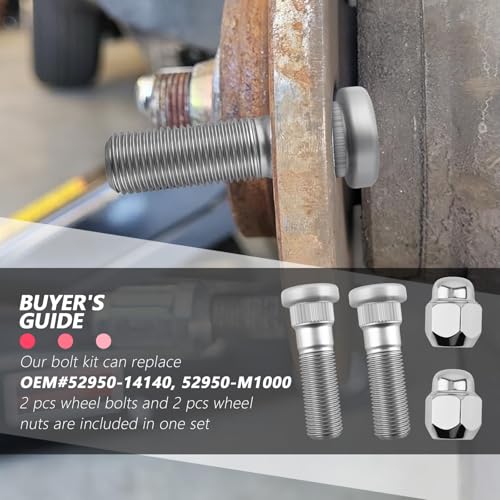 2 Sets Wheel Studs and Lug Nuts Replacement OEM# 52950-M1000,M12x1.5 Wheel Stud Kit Compatible with Hyundai Kia,Professional Car Accessories Wheels Bolts+Lug Nut for Vehicle Hubs
