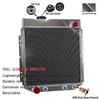 4 Row Aluminum Radiator for 1960-1966 Ford Mustang Falcon Ranchero MercuryComet L6 V8 Radiators with Electric Fan Shroud Thermostat Kit