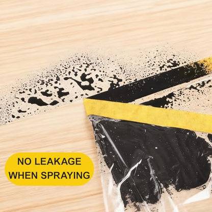 Pre-Taped Masking Film Film and Masking Tape in one Plastic Tape and Drape Roll Painters Plastic (3 Pack, Each roll 22" Wide x 82 feet Long) with one Dispenser