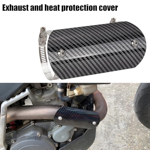 Stainless Motorcycle Exhaust Heat Shield with 2 Clamps, Silver - color: Silver