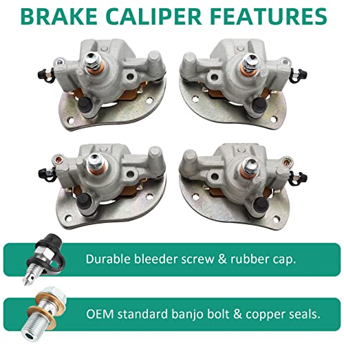 M MATI Front & Rear Brake Calipers for Yamaha ATV 2009-2014 Grizzly 550 YFM550 2007-2020 Grizzly 700 YFM700 with Pads 3B4-2580T 3B4-2580U 3B4-2580V 3B4-2580W