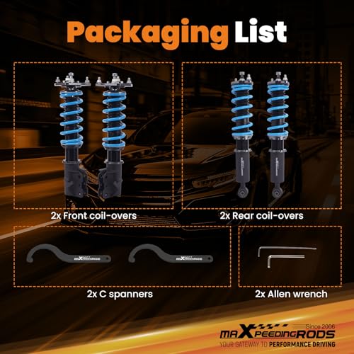 maXpeedingrods Coilover for Mitsubishi Mirage 1997-2001, 24 Levels Damper Adjustable Coilovers Suspension Kit Strut, Height Adjustable Shock Absorrber Struts, T6 Upgraded Lowering Kits Blue