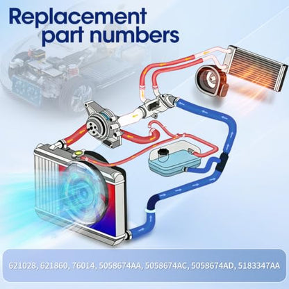 Engine Cooling Radiator Fan Assembly Fit for Dodge Grand Caravan 2008-2020, Chrysler Town & Country 2008-2016, Volkswagen Routan 2009-2014, Ram C/V 2012-2015, Reference Number 621028, 5058674AA - size: 621028, 5183347AA