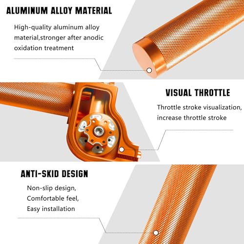 Motorcycle Throttle Grip 7/8" 22mm CNC Aluminum Quick Twister with Throttle Cable for KLX CR CRF EXC XR CRF50 CRF230 50 110 125 230 250 Dirt Pit Bike Motocross Motorbike Quad ATV - color: Orange
