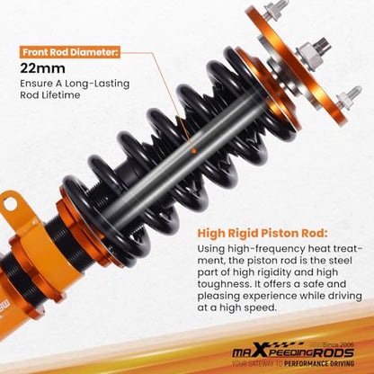 maXpeedingrods Coilovers for BMW 5 Series E60 2004-2010 Sedan AWD, Height Adjustable Full Coilovers Suspension Kit, Preset Damping Shock Absorber Struts, Lowering Kit Gold - size: E60 AWD 2004-2010