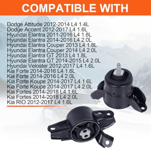 Engine Motor Mount Compatible with Dodge Attitude 12-14/Accent 12-17,Hyundai Elantra 11-16/Elantra Couper 13-14/Elantra GT 13-15/Veloster 12-17,KIA Forte 14-17/Forte Koupe 14-17/Fortes 14-18/RIO 12-17 - size: 14-18 Kia Forte L4